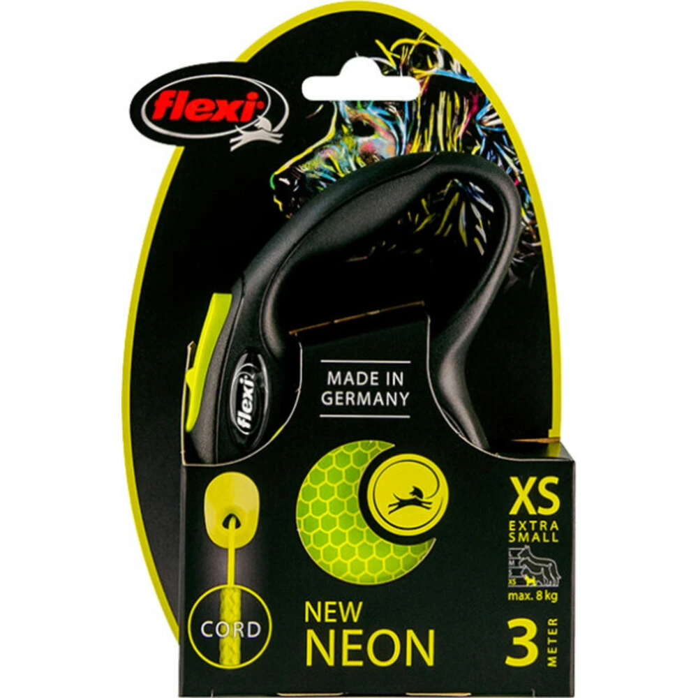 Flexi Rollijn New Neon Cord Geel 3 Flexi Rollijn New Neon Cord Geel