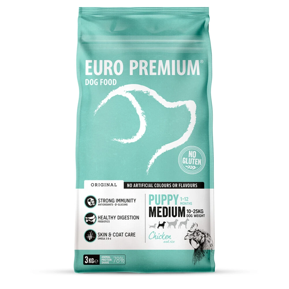 Euro-Premium Puppy Medium Kip - Rijst 3 Euro-Premium Puppy Medium Kip - Rijst