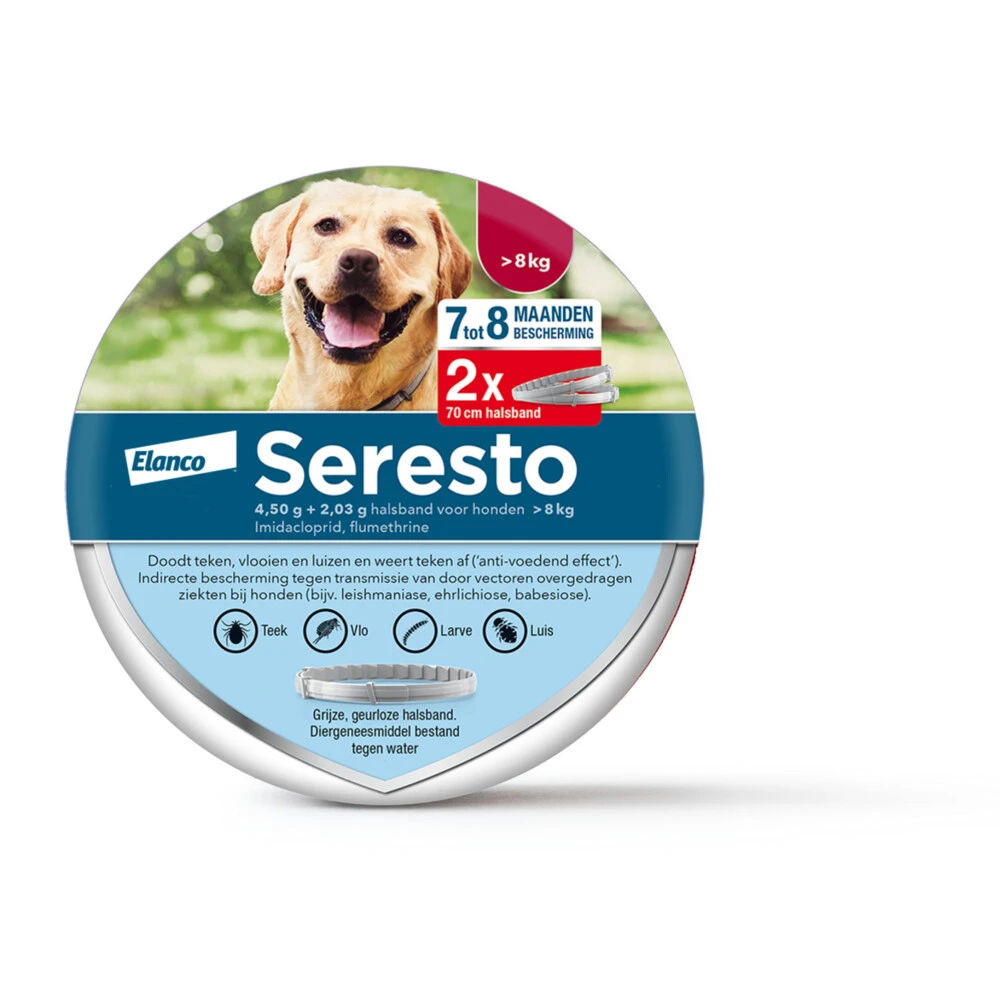 Seresto Anti Teken En Vlooien Halsband Hond 2-Pack Vanaf 8 Kg 3 Seresto Anti Teken En Vlooien Halsband Hond 2-Pack Vanaf 8 Kg