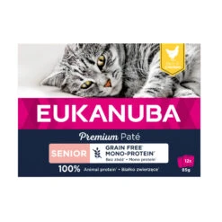 4x Eukanuba Kippen Pate Graanvrij Senior Kat Multi-Pack