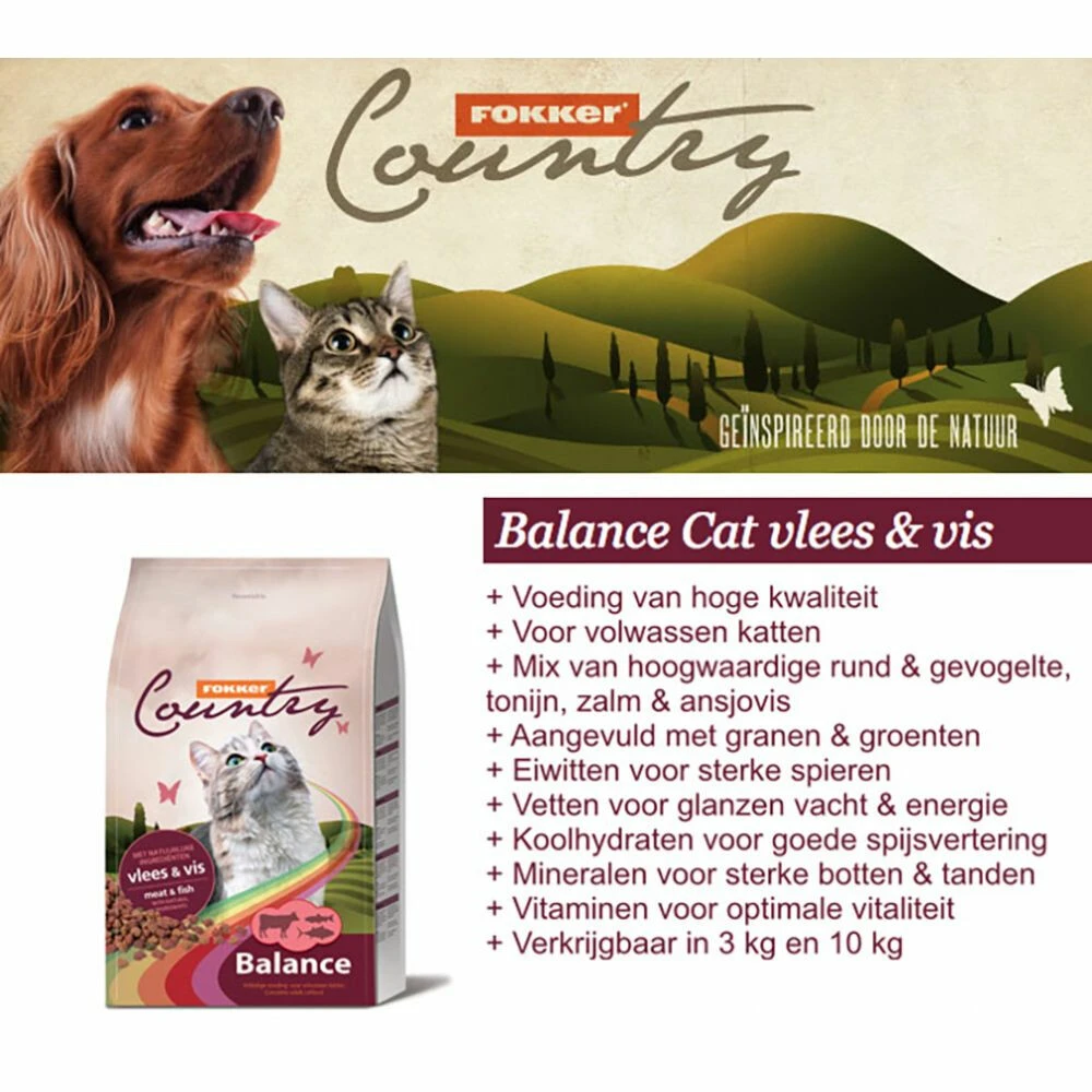 Fokker Country Balance Kattenvoer Vlees & Vis 5 Fokker Country Balance Kattenvoer Vlees & Vis - Afbeelding 3